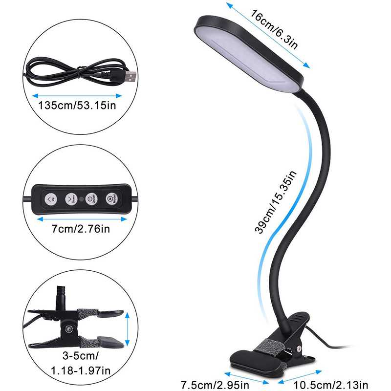 Opvouwbare grote clip, krachtige, superheldere LED-bureaulamp